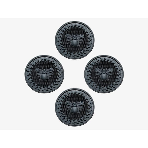 A1HC Set of 4 Garden Stepping Stone, Black 12 in. x 12 in. Rubber, Outdoor Decorative Tray, Step Mat