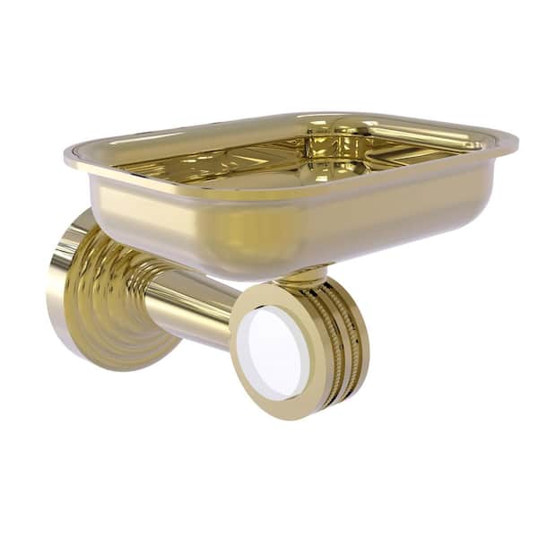 Allied Brass Pacific Beach Wall Mounted Soap Dish Holder with Dotted Accents in Unlacquered Brass