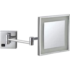 Glimmer 8 in. x 8 in. Wall Mounted LED 5x Rectangle Makeup Mirror in Chrome Finish