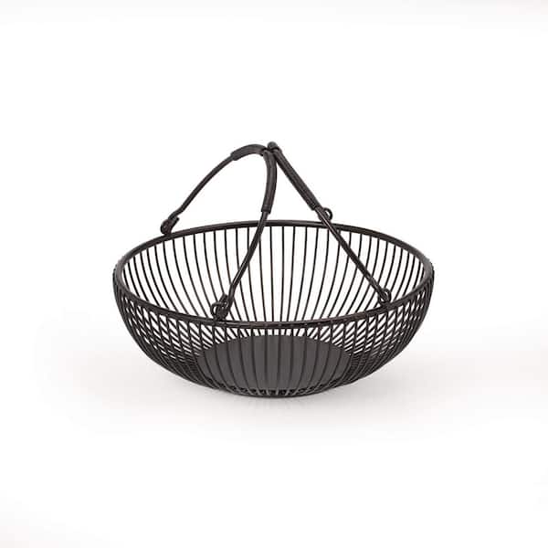 Gourmet Basics by Mikasa Plastic Bag Holder Basket with Removable Hooks,  Antique Black