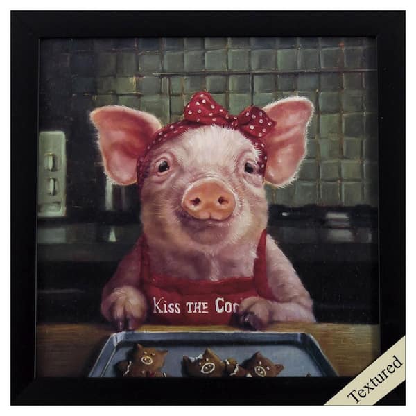 HomeRoots 11 in. Neutral Gingerbread Cookie Pigs Framed Art