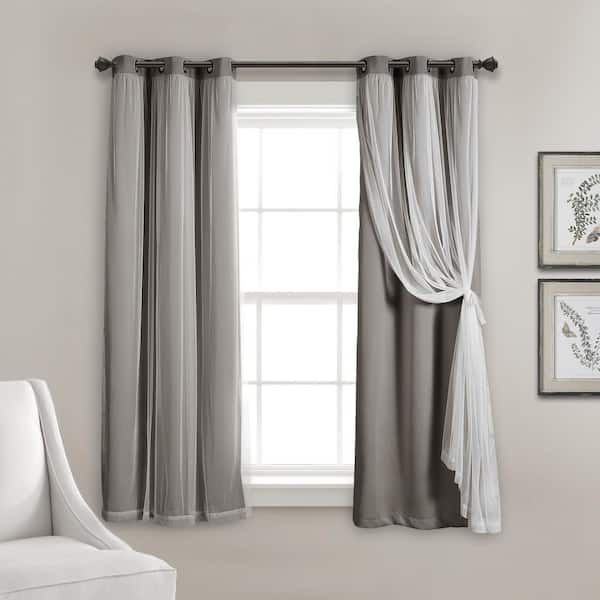 HOMEBOUTIQUE Grommet 38 in. W x 45 in. L Sheer Window Panels With Insulated  Blackout in Lining Light Gray Set 21T013368 - The Home Depot