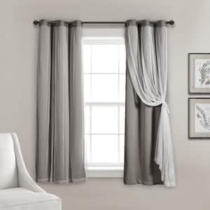 Grommet 38 in. W x 45 in. L Sheer Window Panels With Insulated Blackout in Lining Light Gray Set