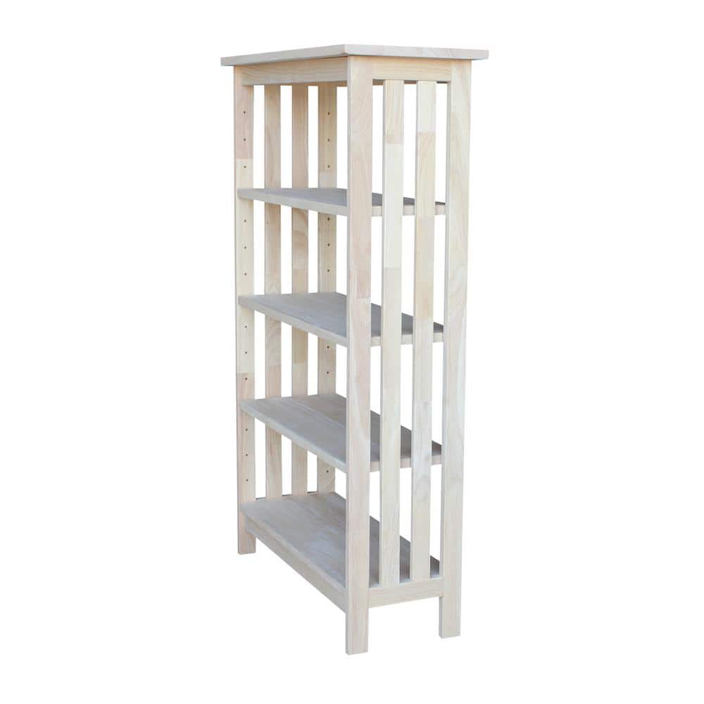 Adjustable Beige Solid Wood 38" 4-Tier Shelf Unit
