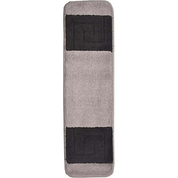 RugStylesOnline Greek Key Collection Gray Color ​8½ inch x 30 inch Indoor Carpet Stair Treads Slip Resistant Backing 1 Piece