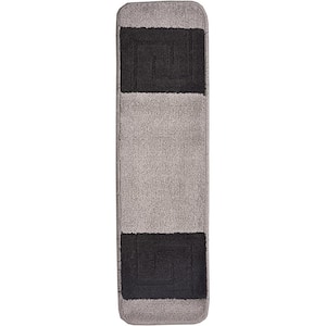 Greek Key Collection Gray Color ​8½ inch x 30 inch Indoor Carpet Stair Treads Slip Resistant Backing 1 Piece