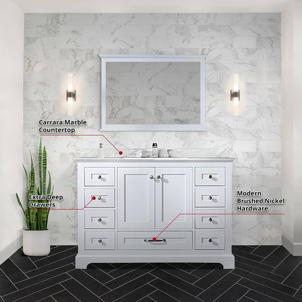 Dukes 48" White Marble Top Single Vanity with Sink
