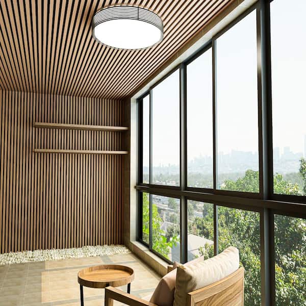 Art3dwallpanels Teak 4/5in. x 1-1/3ft. x 8-1/2ft. Acoustic MDF