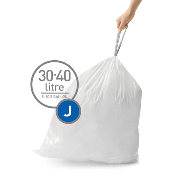  simplehuman Code J Custom Fit Drawstring Trash Bags in  Dispenser Packs, 30 Liter / 8 Gallon, White – 240 Liners : Health &  Household