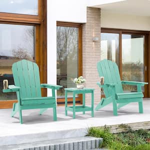 Apple Green Folding Plastic Patio Outdoors Weather-Resistant Fire Pit Chair Adirondack Chair (2-Pack)
