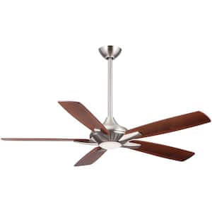Dyno 52 in. Integrated LED Indoor Brushed Nickel Ceiling Fan with Remote Control