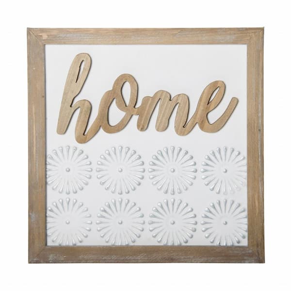 HomeRoots 12 in. Charlie Metal Brown and White Wall Decor