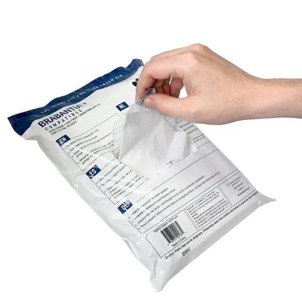 Plasticplace 6 Gal. to 8 Gal. 16.42 in. x 29.93 in. White Drawstring Trash  Bags Brabantia Code G Compatible (40-Count) TBR070WH - The Home Depot