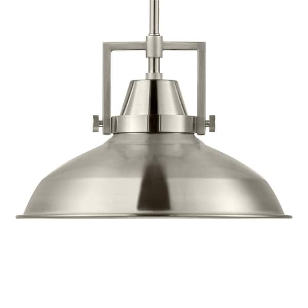 Brushed Nickel Pendant Light Fixture Modern Industrial Hanging Kitchen Metal Led 