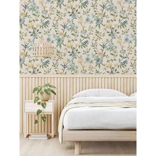 Elspeth Blue Floral Trail Non-Pasted Wallpaper Sample