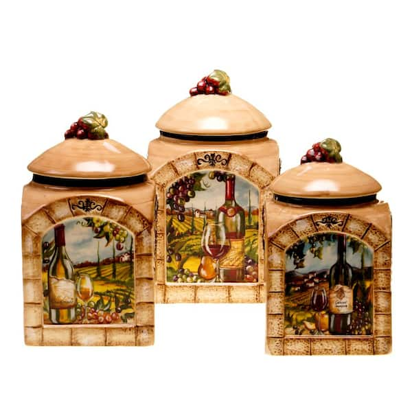 Certified International Tuscan View 3-Piece Earthenware Canister Set