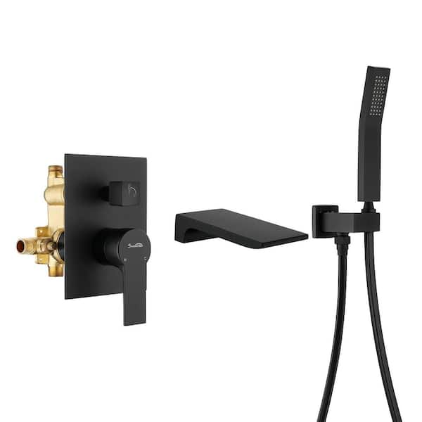 Boyel Living Single-Handle 1-Spray Wall Mount Tub and Shower Faucet 2.8 GPM in Matte Black Valve Included