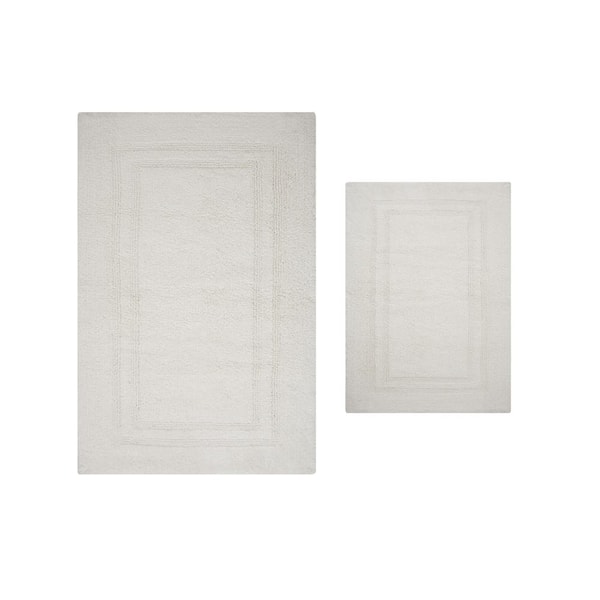 Luxury Collection 100% Cotton Reversible Bath Rug Set, 2-Piece Set(S+L), Ivory