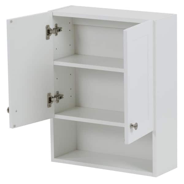 Glacier Bay Shaker 26.7 in. W x 68 in. H x 10.1 in. D White Over The Toilet  Storage with Adjustable Shelves & Doors 5323WWHD - The Home Depot