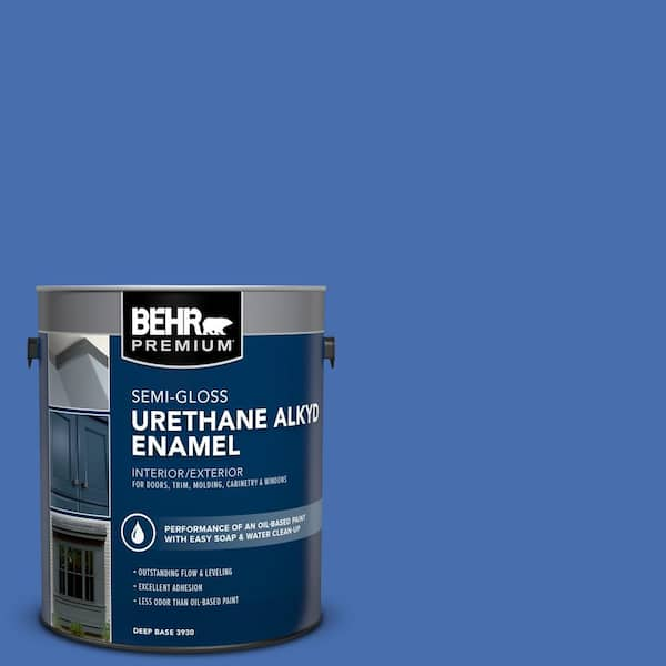 BEHR PREMIUM 1 gal. #PPU15-05 New Age Blue Urethane Alkyd Semi-Gloss Enamel Interior/Exterior Paint