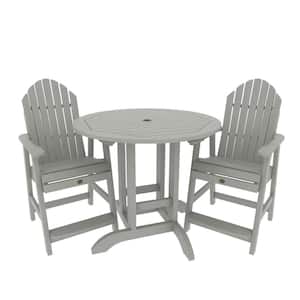 Sequoia Professional 3-Piece Commercial Grade Harbor Gray Counter Height Plastic Outdoor Dining Set in Harbor Gray
