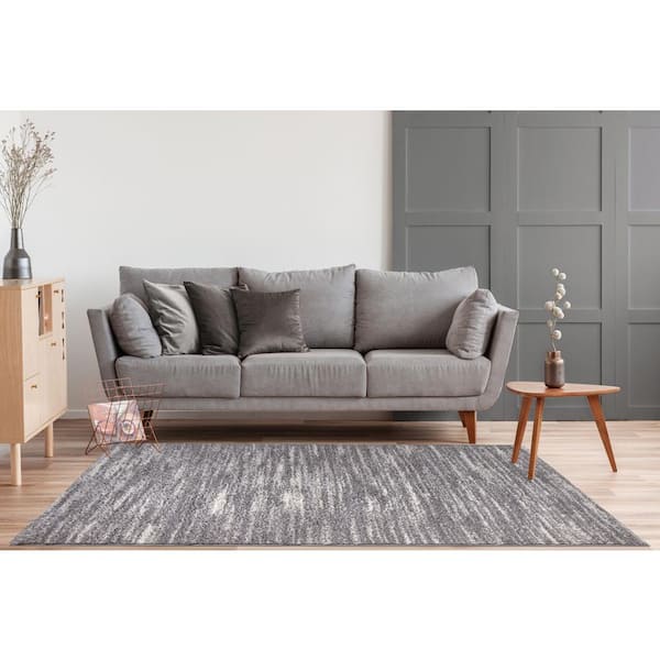 Hauteloom Astro Living Room, Bedroom Area Rug - Farmhouse - Plush Pile -  Black,Light Peach,Gray - 6'7 x 9' 