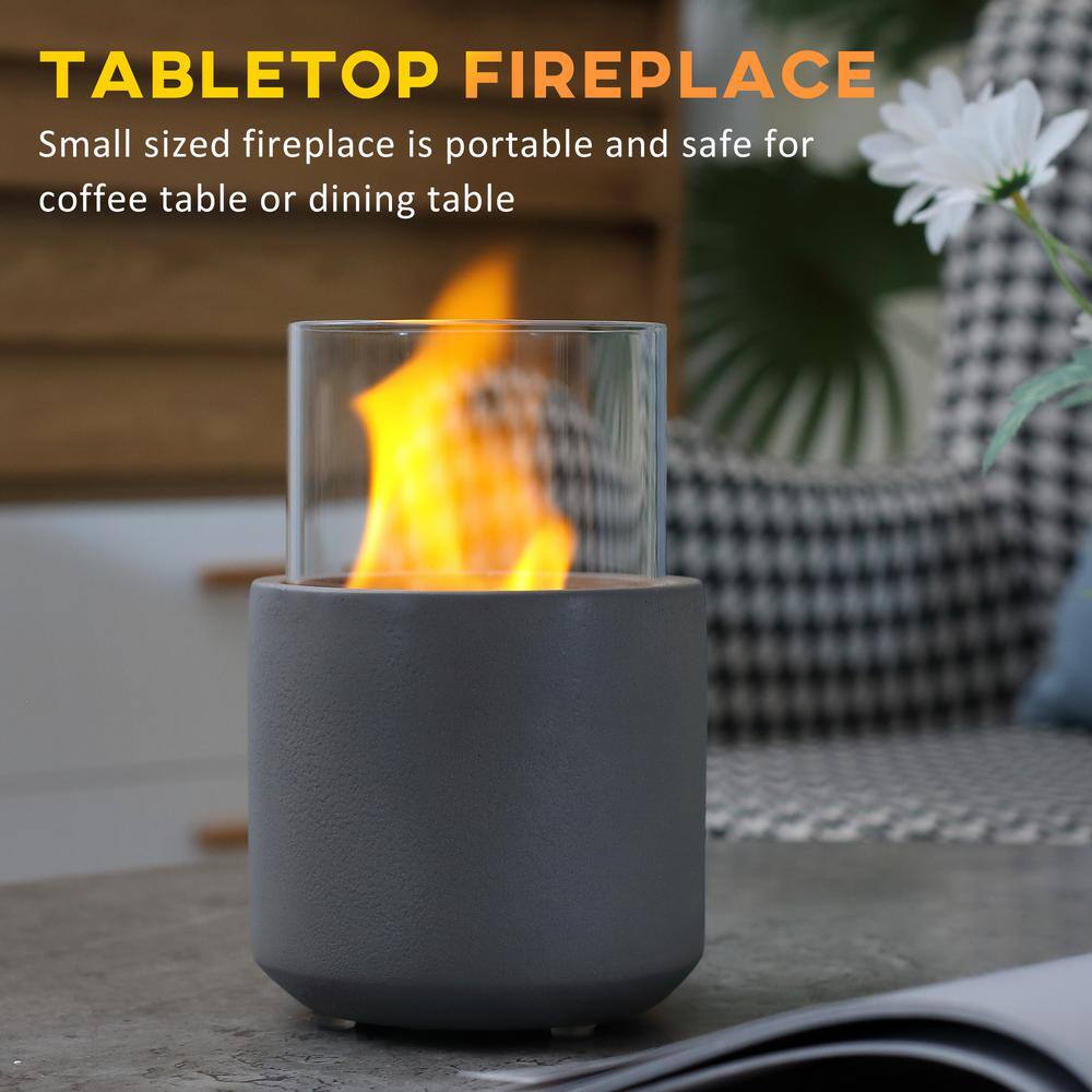 Light Grey Stainless Steel Ethanol Tabletop Fireplace