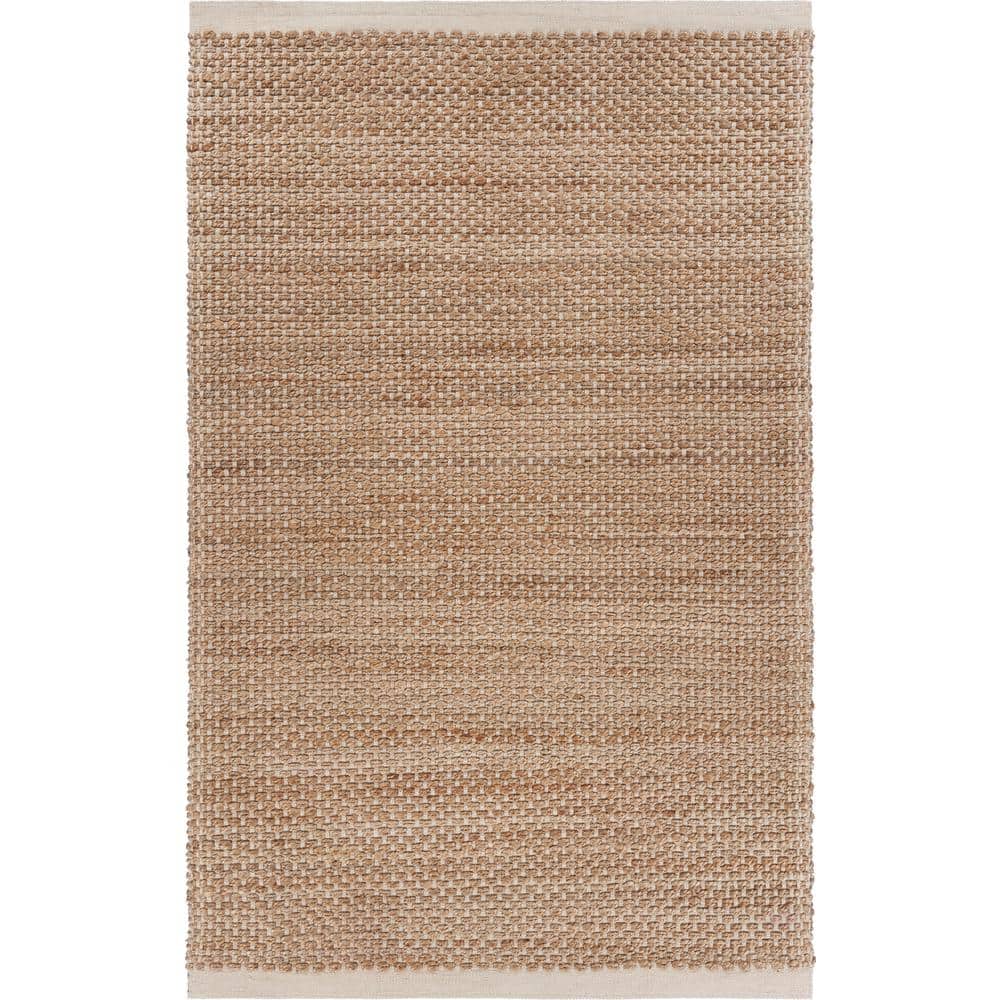 Bordered Jute Blend Area Rug 5 ft. x 7 ft. 9 in. Off-White/Tan