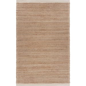 Bordered Jute Blend Area Rug LR03386 5 ft. x 7 ft. 9 in. Off-White/Tan