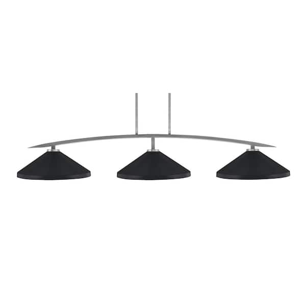 Unbranded Siena 3-Light Graphite Billiard-Light with Matte Black Metal Shades