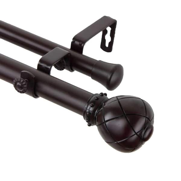 Rod Desyne 48 in. - 84 in. 1 in. Supreme Double Curtain Rod Set in Mahogany