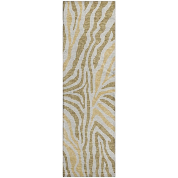 Mayfield Premium Machine Washable Abstract AMF2523 Walnut 2 ft. x 7 ft. Runner Rug