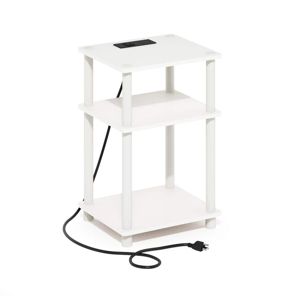 Just 13.39 in. White/White Rectangle Wood End Table with USB and Type-C Charging Station price history on PriceWatchPro