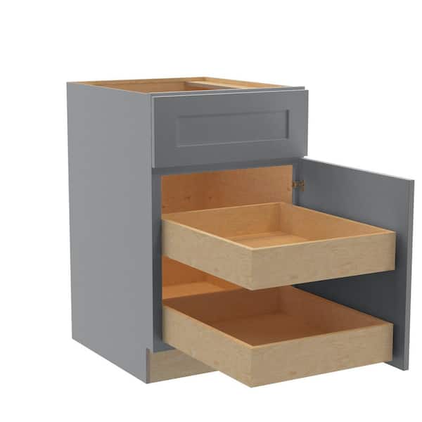 Home Decorators Collection Newport 21 in. W x 24 in. D x 34.5 in. H Assembled Plywood Base Kitchen Cabinet in Pearl Gray with 2ROT Soft Close RH