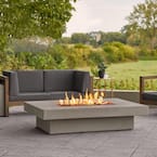 Scarborough 60 in. W x 14 in. H Outdoor GFRC Liquid Propane Fire Pit in Flint with Lava Rocks
