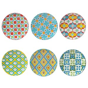 Damask Floral 6 in. Multicolored Canape Plate (Set of 6)