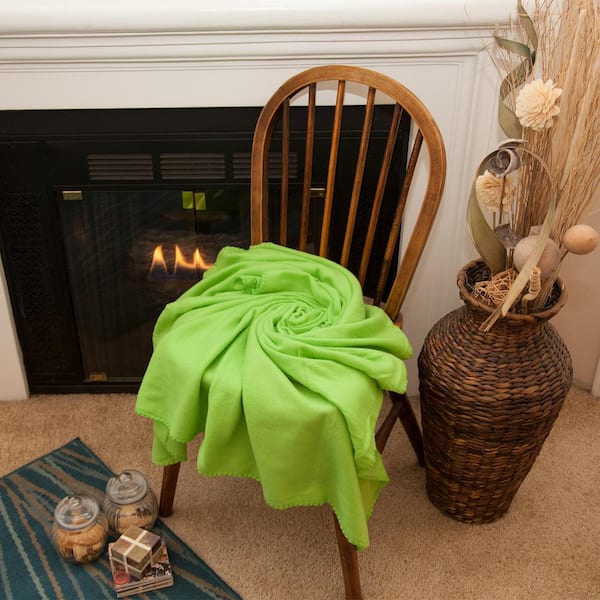 green fleece throw