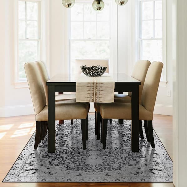 Parviz Grey/Dark Grey Washable Rug 6 ft. x 9 ft. Area Rug