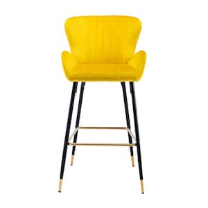 40.94 in. Mustard Bar Stool with Back and Footrest