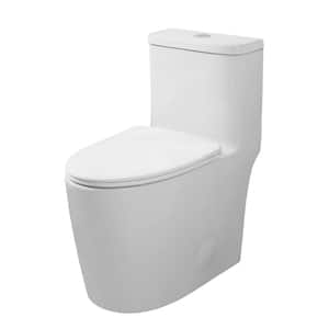 17.3 in. H Tall Toilet 1-Piece 1.0/1.6 GPF Dual Flush Elongated Toilet in White Seat Included, Soft Closing Cover