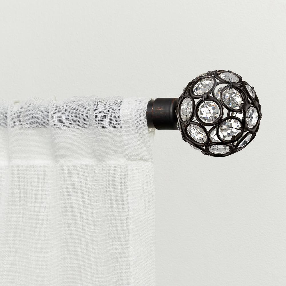 Oil Rubbed Bronze Curtain Rod with Crystal Finials, Adjustable 36"-72"