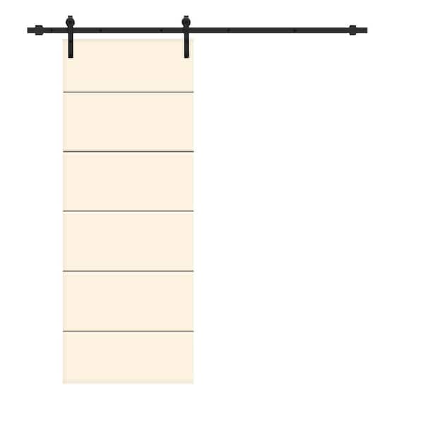 CALHOME Modern Classic 36 in. x 80 in. Beige Stained Composite MDF Paneled Interior Sliding Barn Door with Hardware Kit