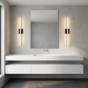 Generation Lighting Marque 24 in. W x 4.5 in. H Midnight Black Modern ...