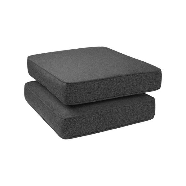 HAVEN WAY Universal 23 in. x 19 in. 1-Piece Outdoor Ottoman Cushion in Charcoal (2-Pack)