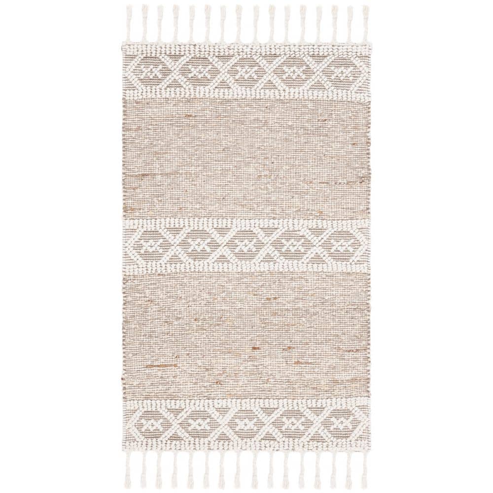 Natura 4 ft. x 6 ft. Ivory/Beige Geometric Striped Fringe Area Rug price history on PriceWatchPro