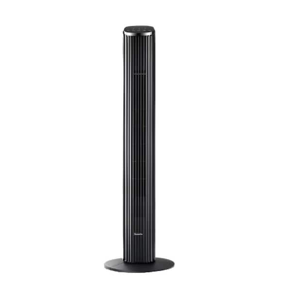 36 in. 3-Fan Speeds Tower Fan in Black Finish with App and Voice Remote 5 Modes Smart Oscillating Temperature Sensor Fan