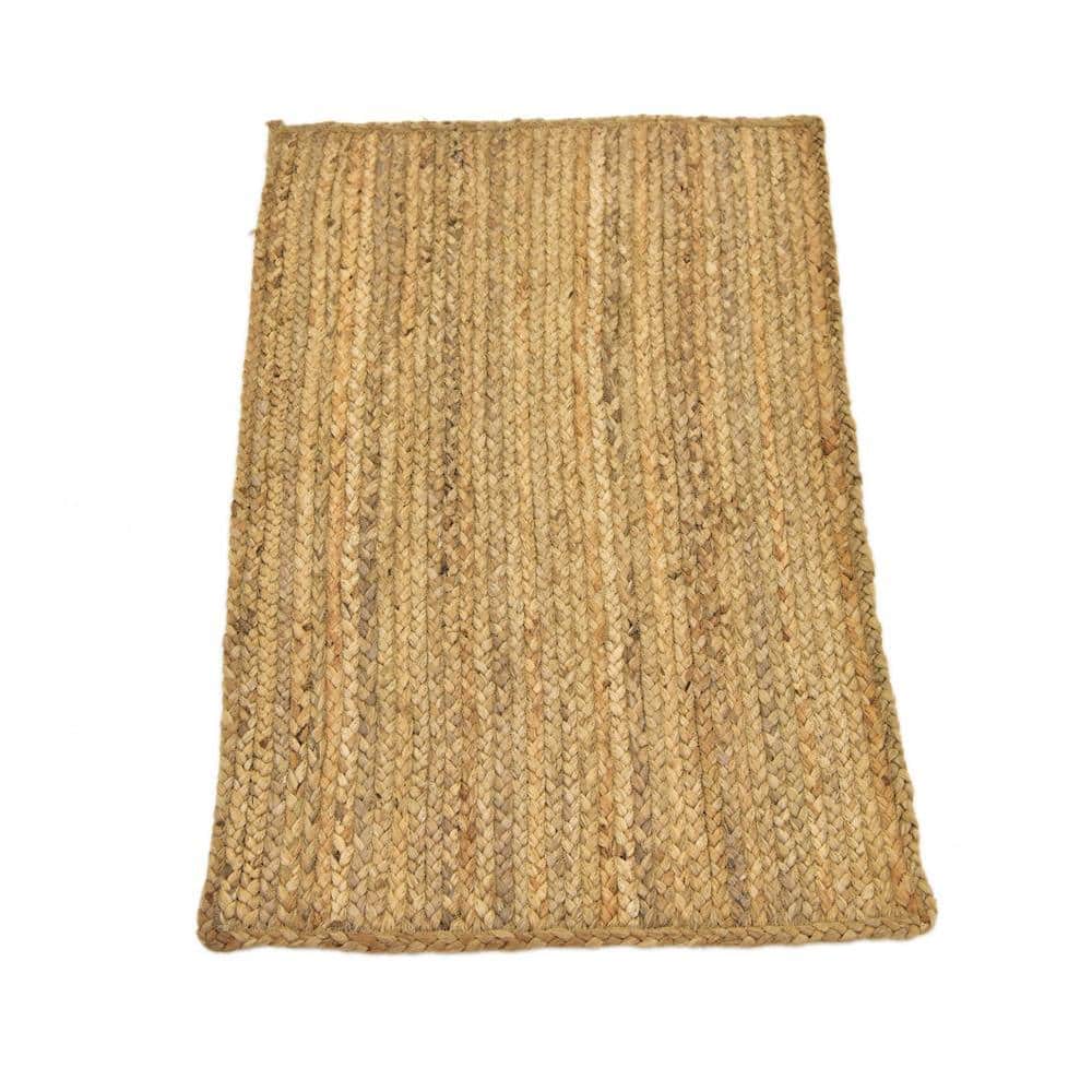 Handmade Rectangular Brown Braided Jute Indoor Rug