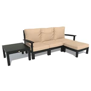 Bespoke Deep Seating 3-Piece Plastic Outdoor Couch, Ottoman and Side Table with Cushions