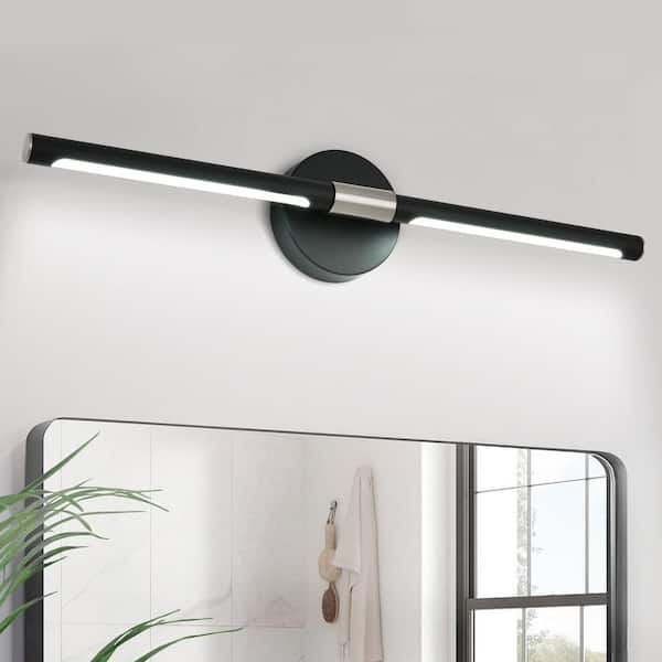 Nafissa 23.78 in. Black and Nickel LED Vanity Light Bar with 6000K White Light, 15W for Bathroom Living Room Bedroom