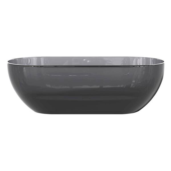 69 in. x 29.5 in. Stone Resin Solid Surface Flatbottom Freestanding Soaking Bathtub in Transparent Brown